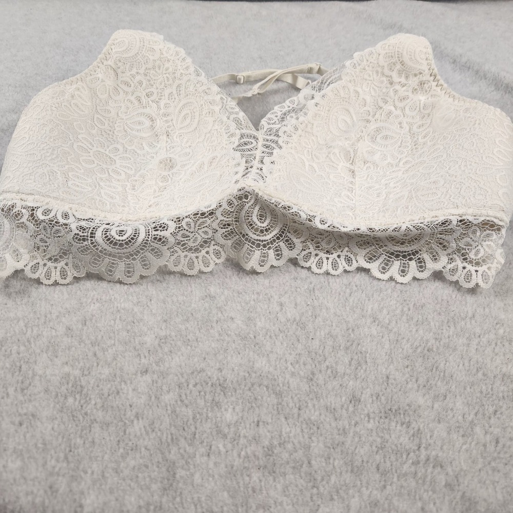 BKF Essentials Womens XL Ivory Lace Bralette Crop Top Padded Lined Adjustable... - Picture 4 of 7